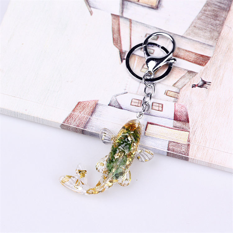 Natural Stone Chips Resin glue fish keychain
