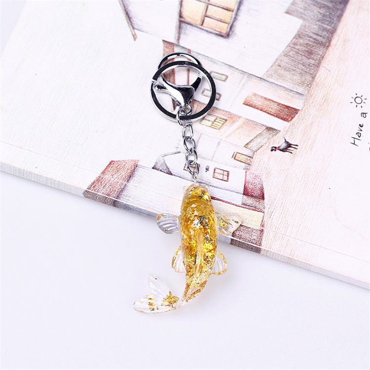 Natural Stone Chips Resin glue fish keychain