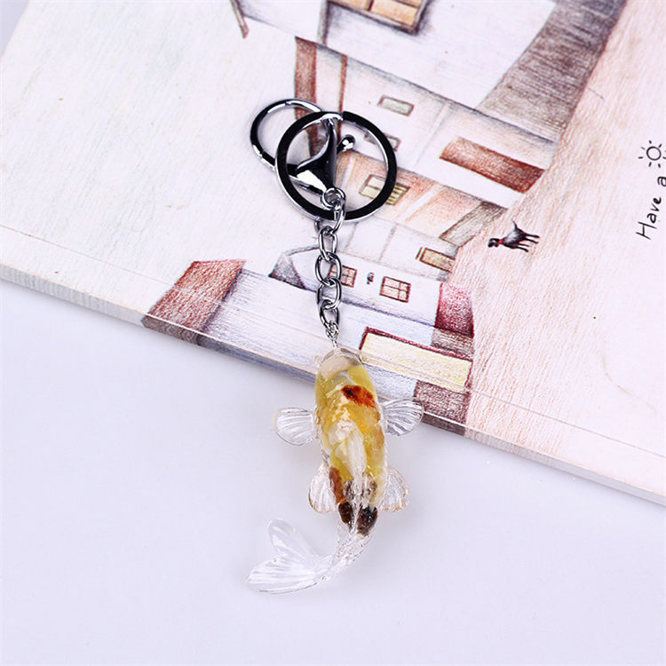 Natural Stone Chips Resin glue fish keychain