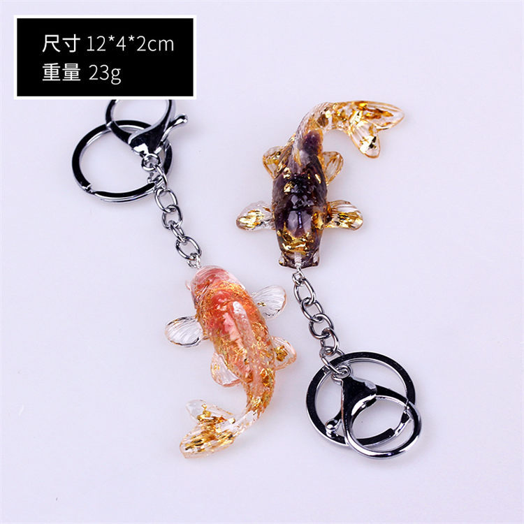 Natural Stone Chips Resin glue fish keychain