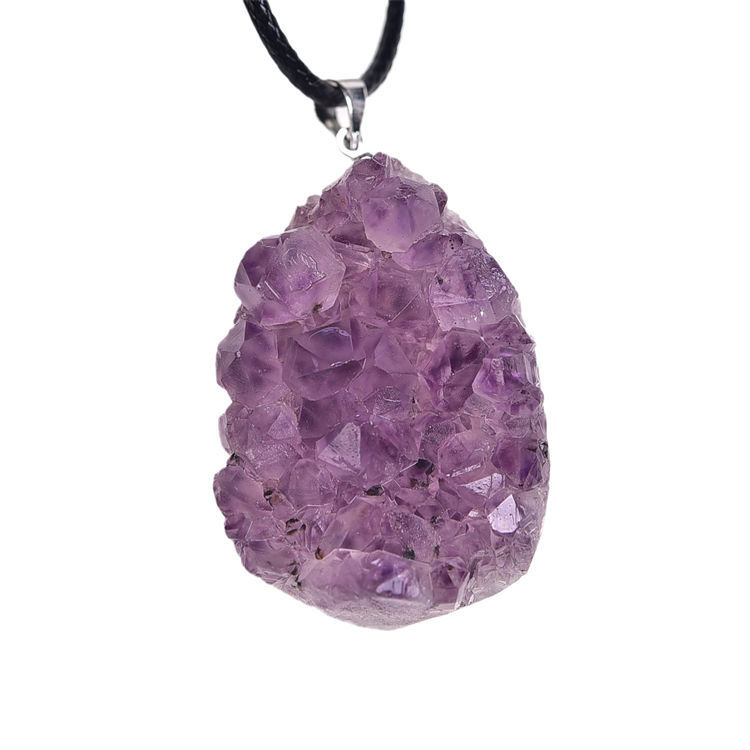 Natural Uruguayan amethyst cluster rough stone pendant