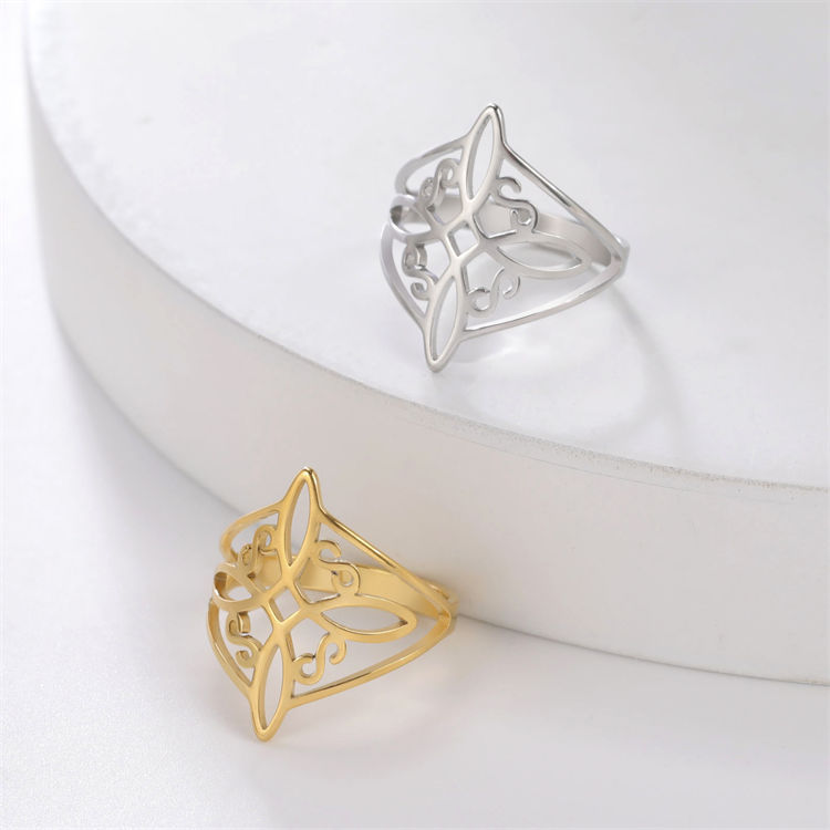 titanium steel pattern Adjustable Ring