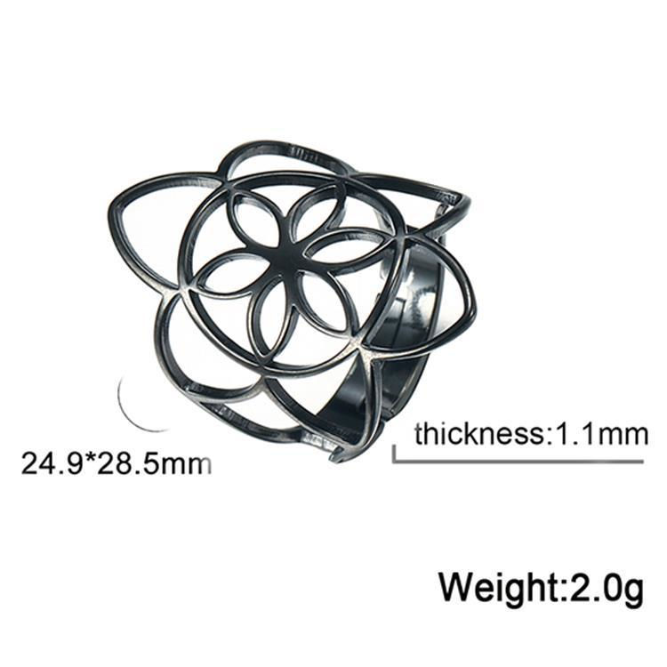titanium steel six petals flower Adjustable Ring