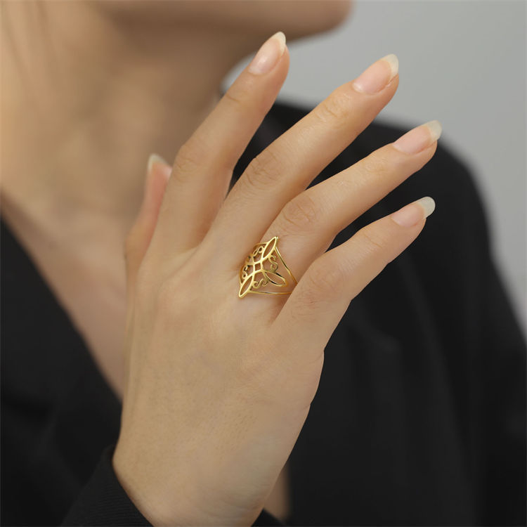 titanium steel pattern Adjustable Ring