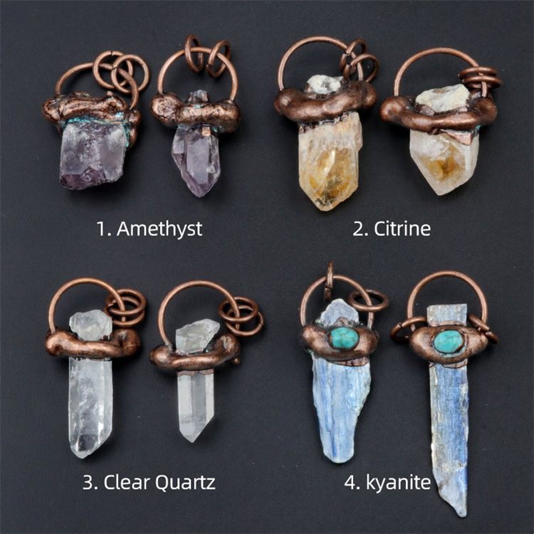 Natural crystal stone vintage pendant