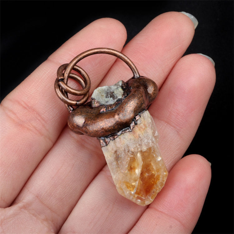 Natural crystal stone vintage pendant