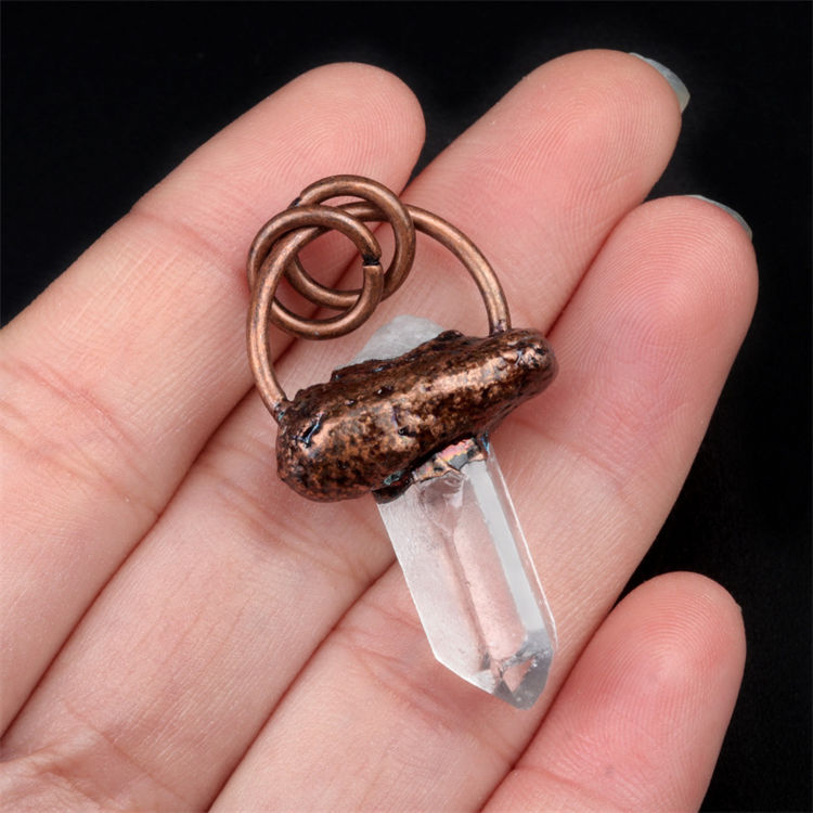 Natural crystal stone vintage pendant