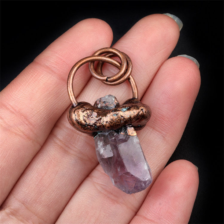 Natural crystal stone vintage pendant