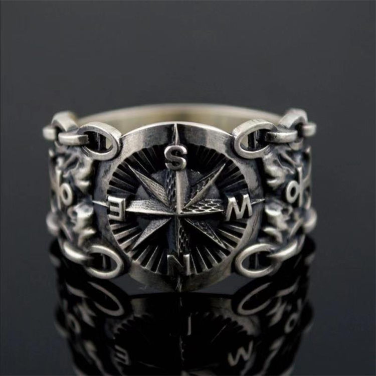 S925 men's eight-pointed star ring