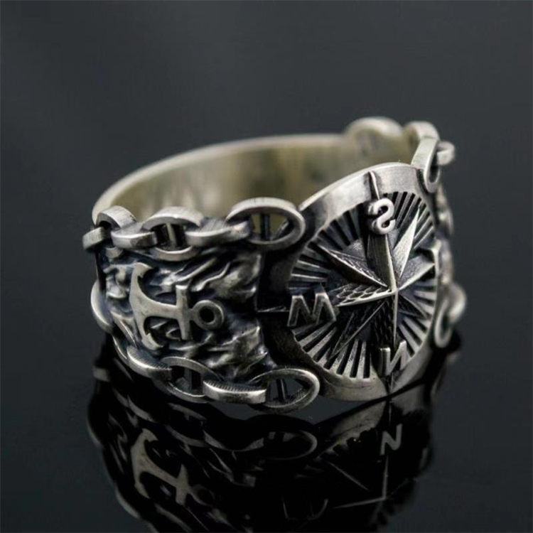 S925 men's eight-pointed star ring