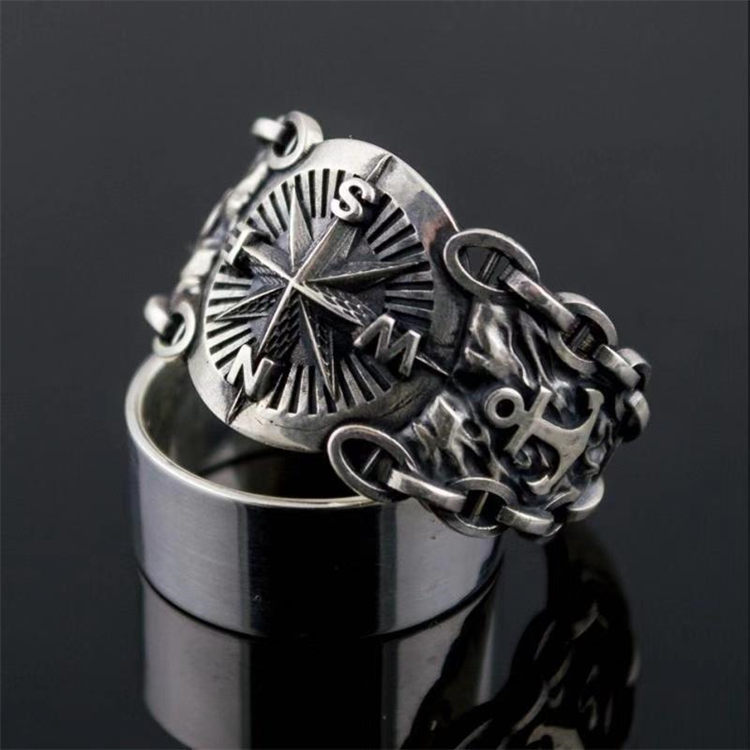 S925 men's eight-pointed star ring