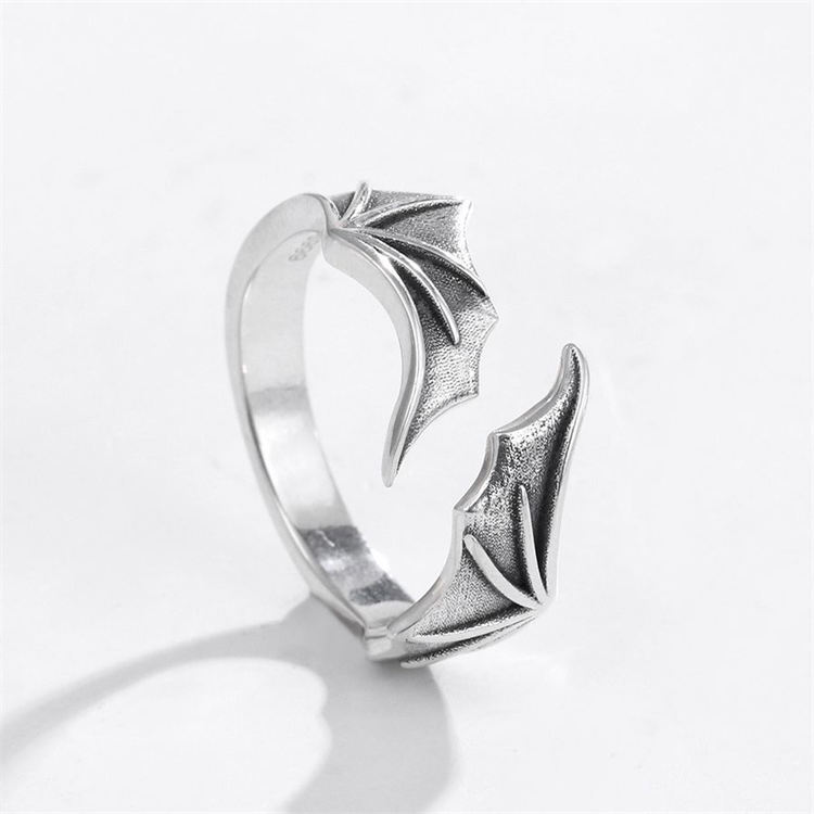 S925 men's devil wings ring