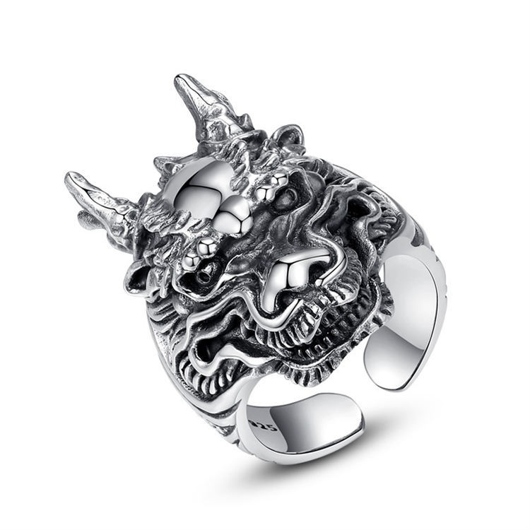 S925 men's dragon head ring