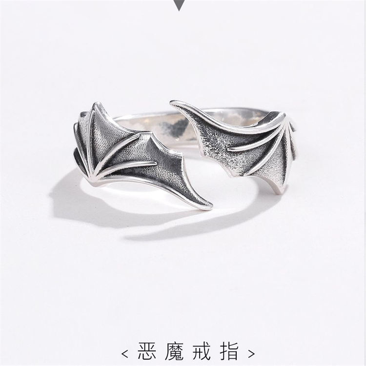 S925 men's devil wings ring