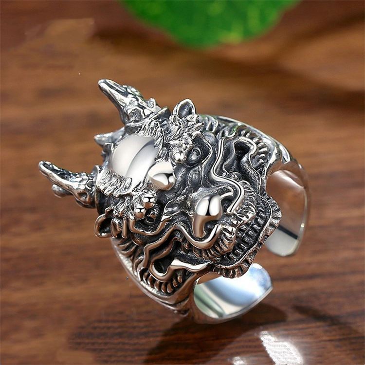 S925 men's dragon head ring