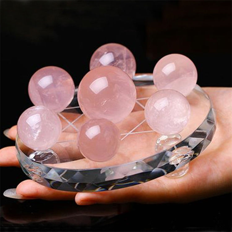 Natural rosequartz seven-star array ornaments