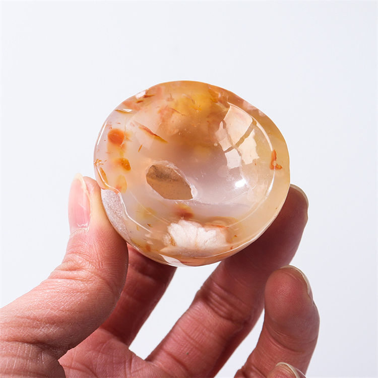 Natural cherry blossom agate crystal bowl