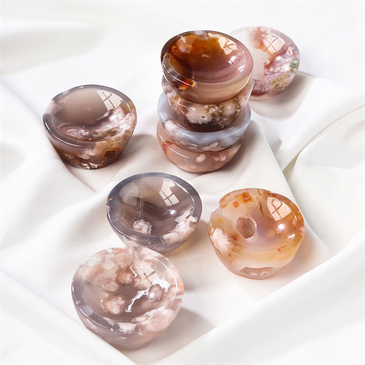 Natural cherry blossom agate crystal bowl