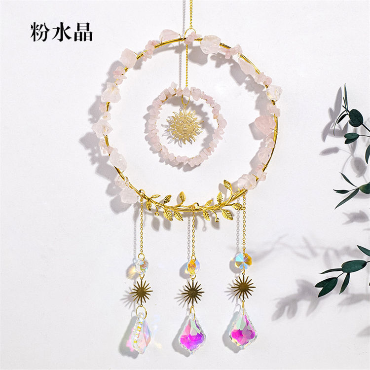 Natural crystal sun catcher wind chime pendant
