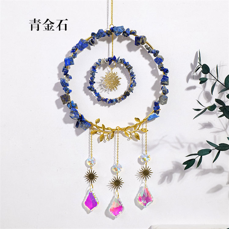 Natural crystal sun catcher wind chime pendant