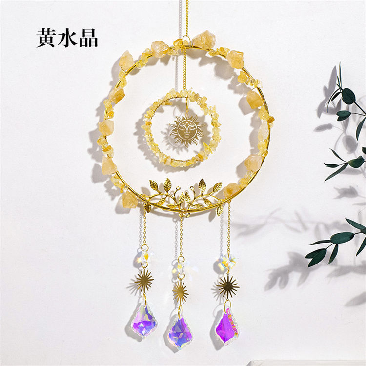 Natural crystal sun catcher wind chime pendant