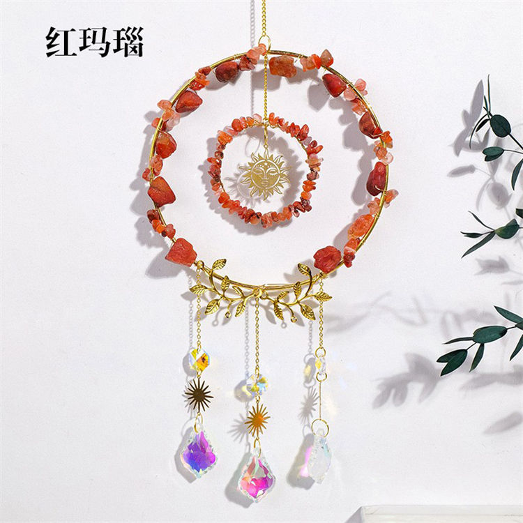 Natural crystal sun catcher wind chime pendant