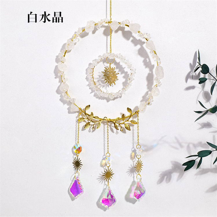 Natural crystal sun catcher wind chime pendant