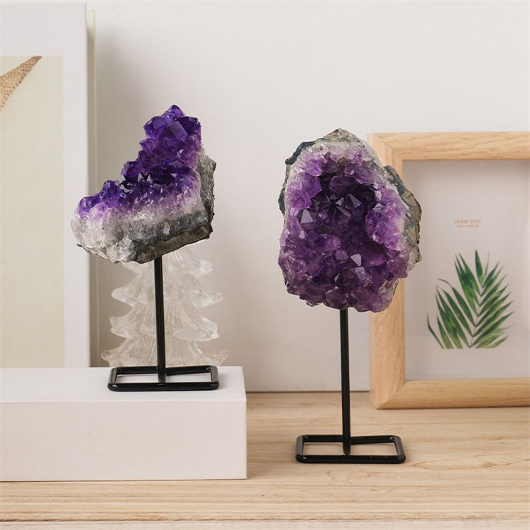 Natural crystal block support ornaments