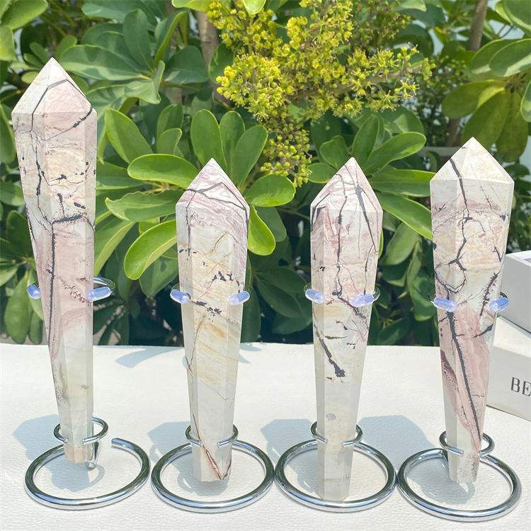 Natural Chinese painting stone Hexagonal Prism