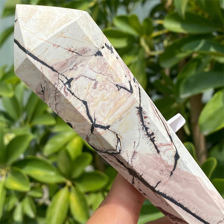 Natural Chinese painting stone Hexagonal Prism