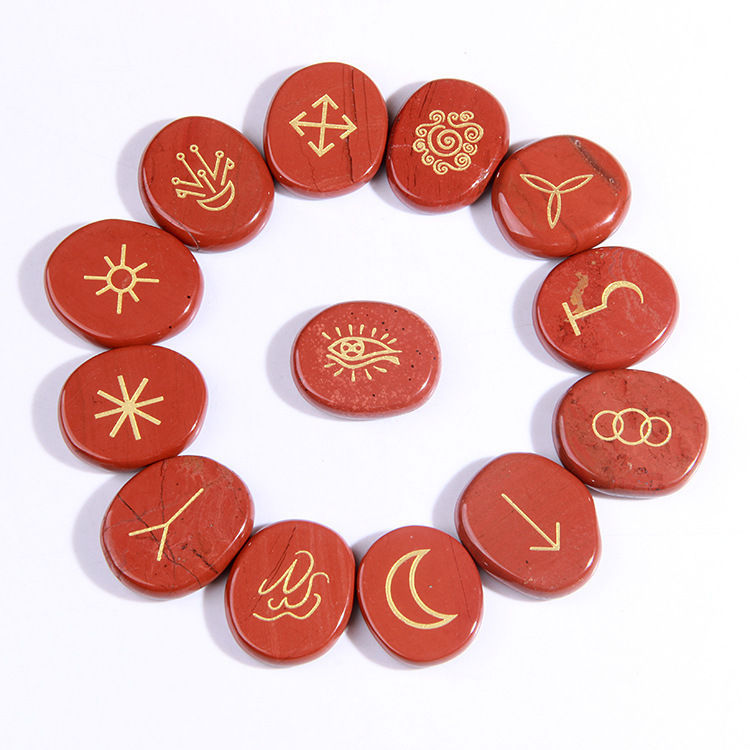 Natural Round engraved rune stone