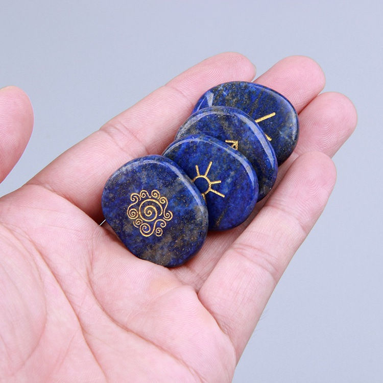 Natural Round engraved rune stone
