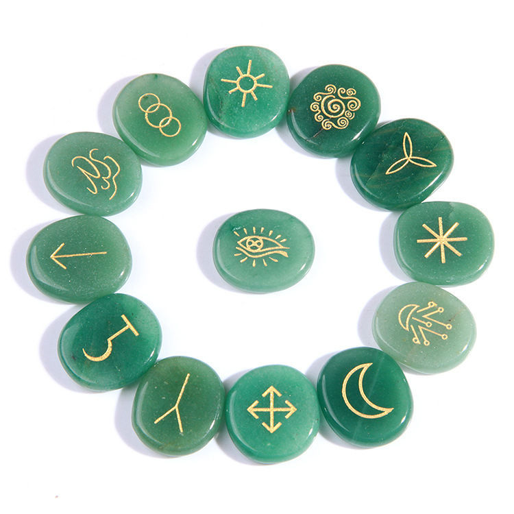 Natural Round engraved rune stone