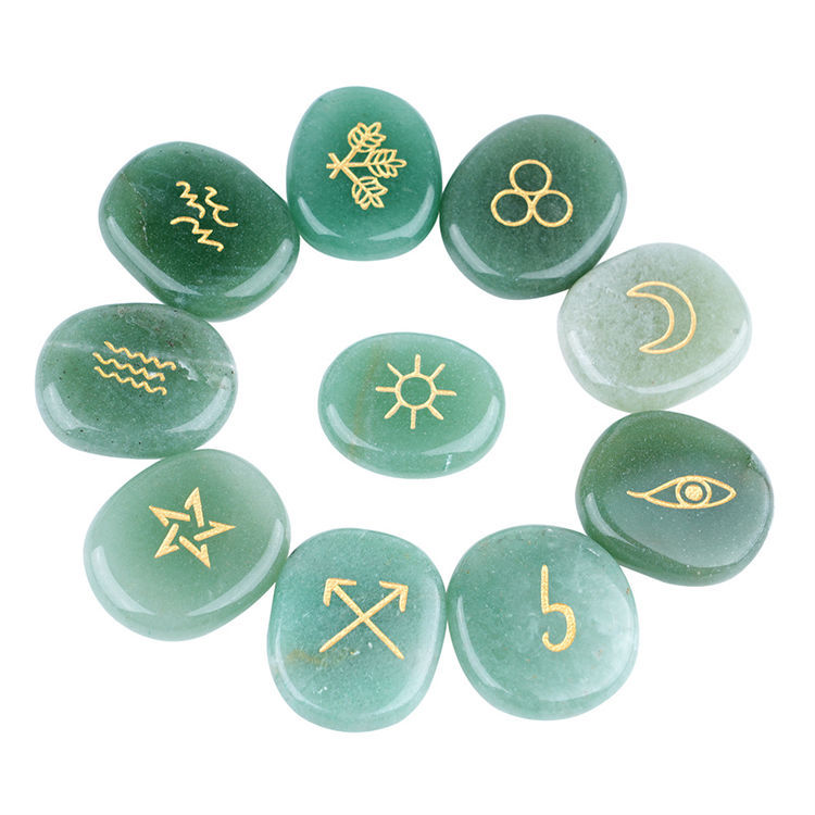 Natural Round engraved rune stone