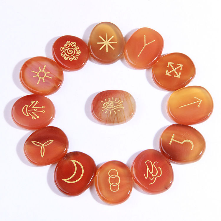 Natural Round engraved rune stone