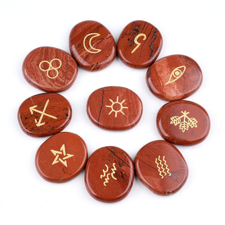 Natural Round engraved rune stone