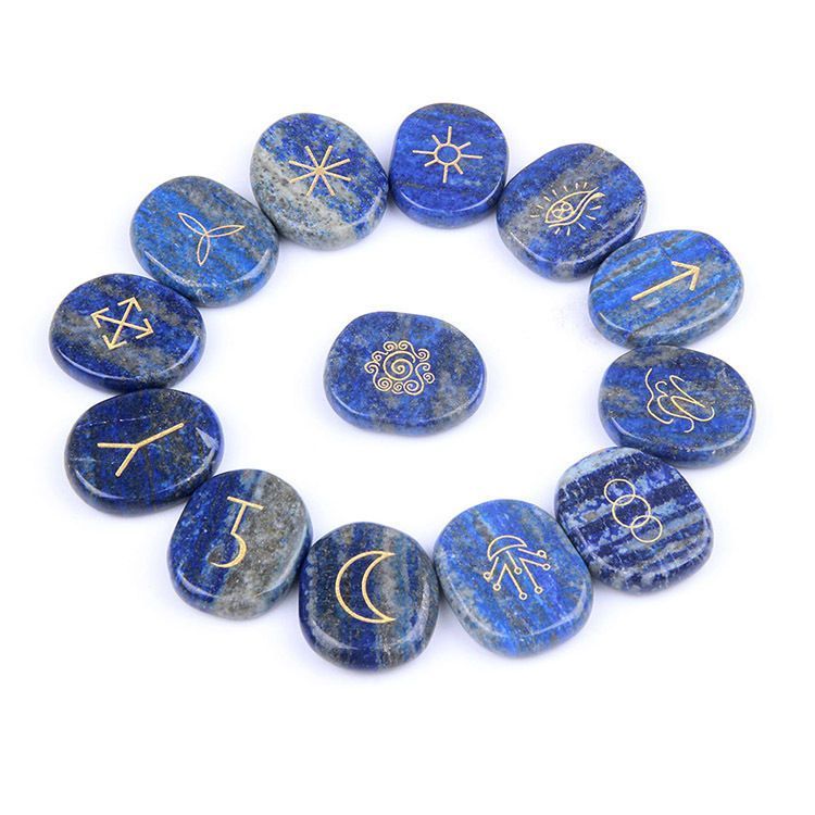 Natural Round engraved rune stone