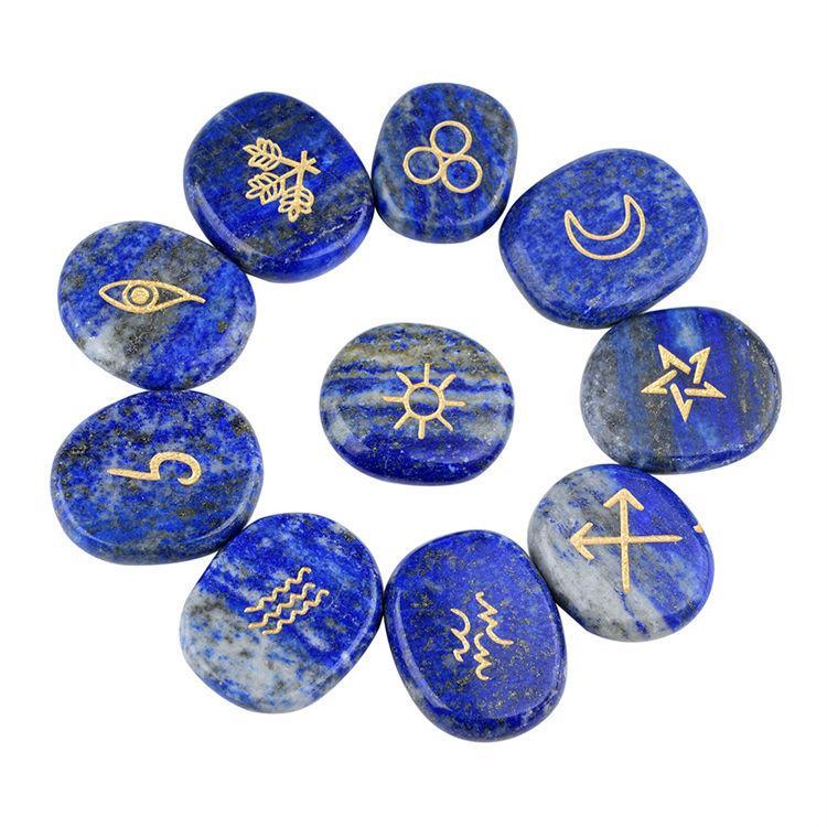 Natural Round engraved rune stone