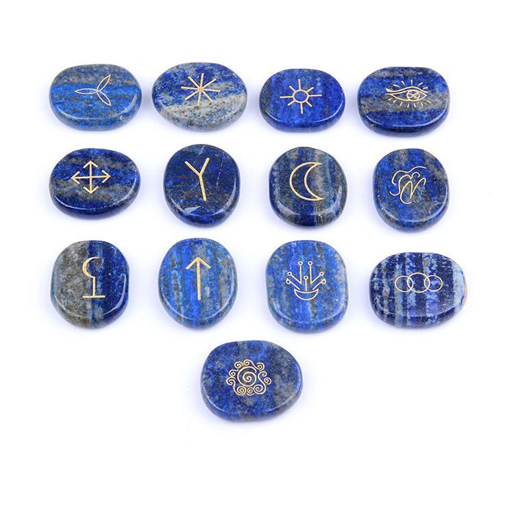 Natural Round engraved rune stone