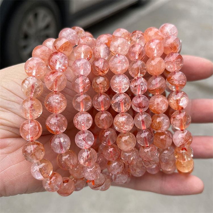 Natural crystal red  hematoid quartz bracelet