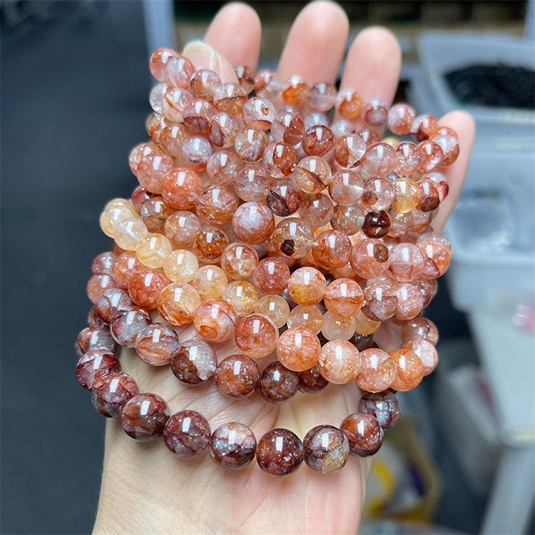Natural crystal red  hematoid quartz bracelet