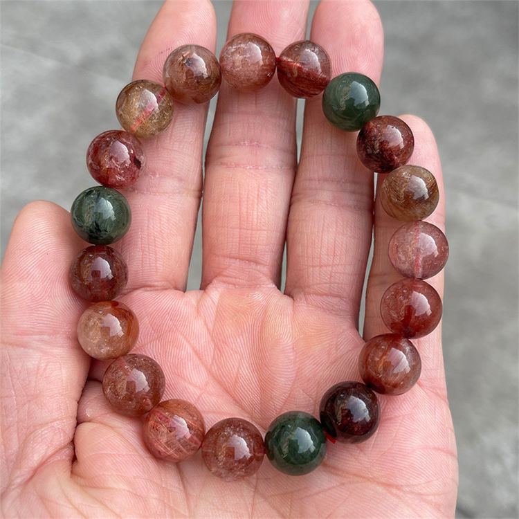 Natural crystal red and green Quartz Rutilated bracelet
