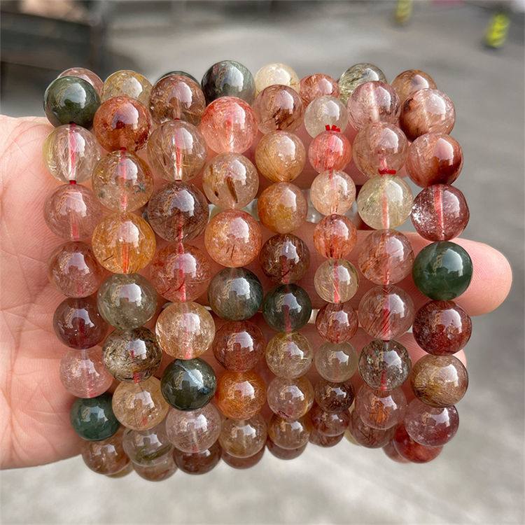Natural crystal red and green Quartz Rutilated bracelet