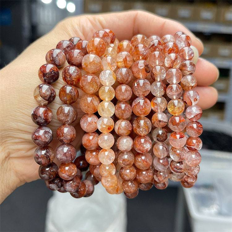 Natural crystal red  hematoid quartz bracelet