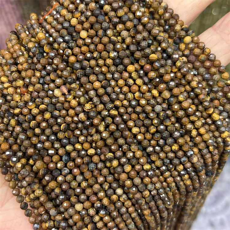 natural stone 3mm cut beads tiger eye stone