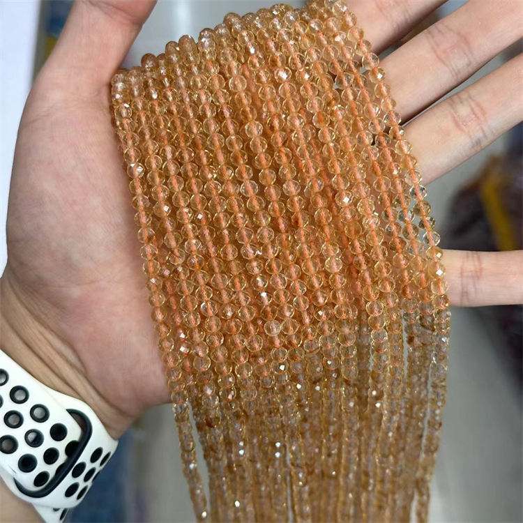natural stone 4mm cut beads dark color citrine