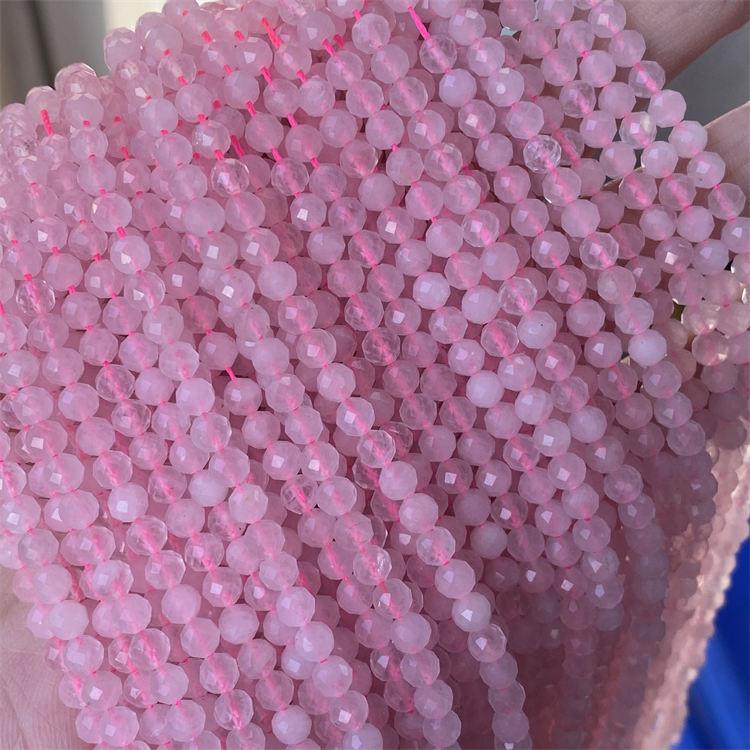 natural stone 4mm cut beads rosequartz