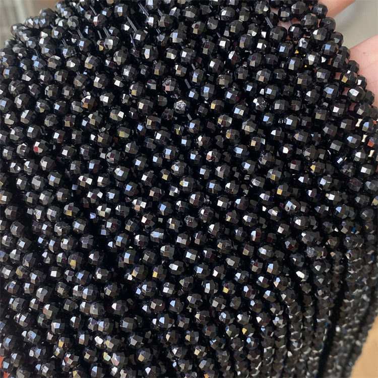 natural stone 4mm cut beads black tourmaline