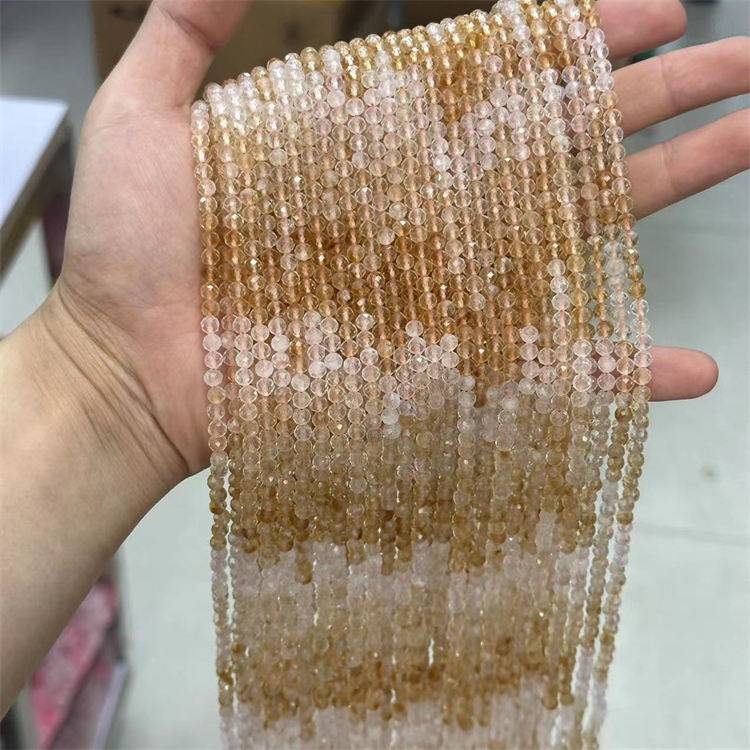 natural stone 4mm cut beads Gradient citrine
