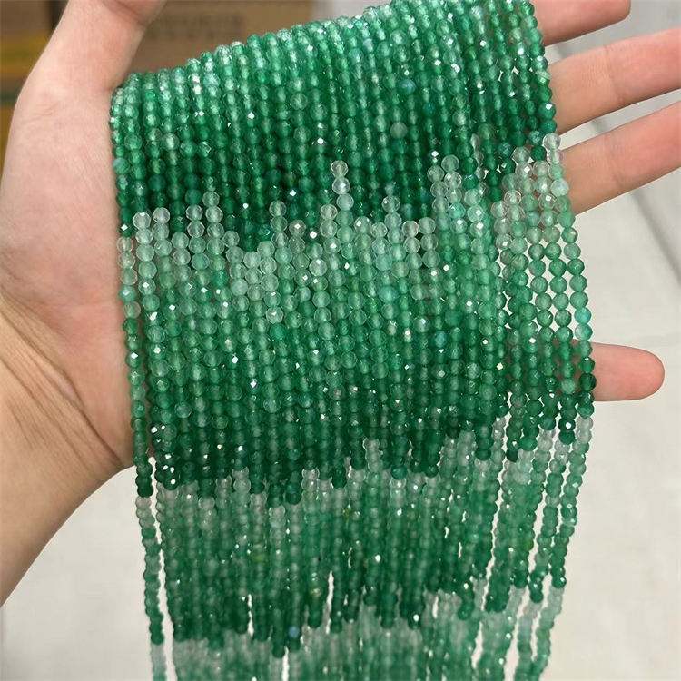 natural stone 4mm cut beads gradient green agate